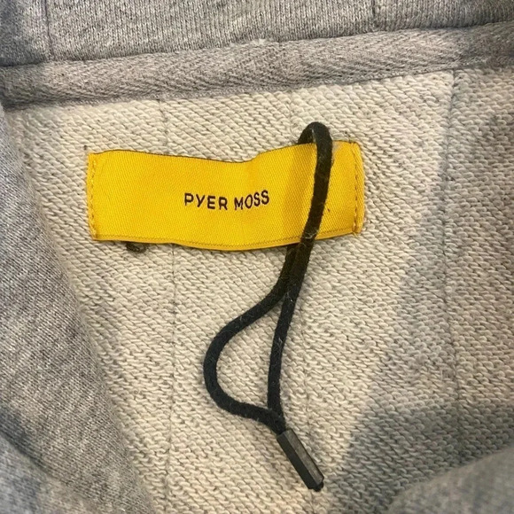 PYER MOSS Cropped Grey Logo Hoodie size Small - Picture 4 of 11